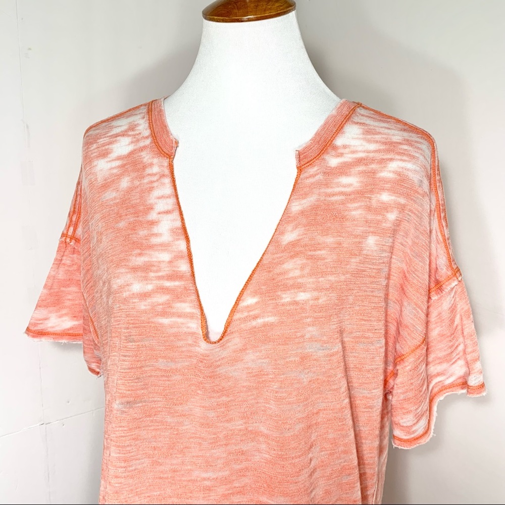 SOLD-Free People Burnout Short Sleeve V Neck Tee - Picture 3 of 11